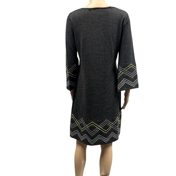 R&K Gray Knee Length 3 Quarter Sleeve Lightweight Knit Acrylic Sweater Dress M - Picture 2 of 7